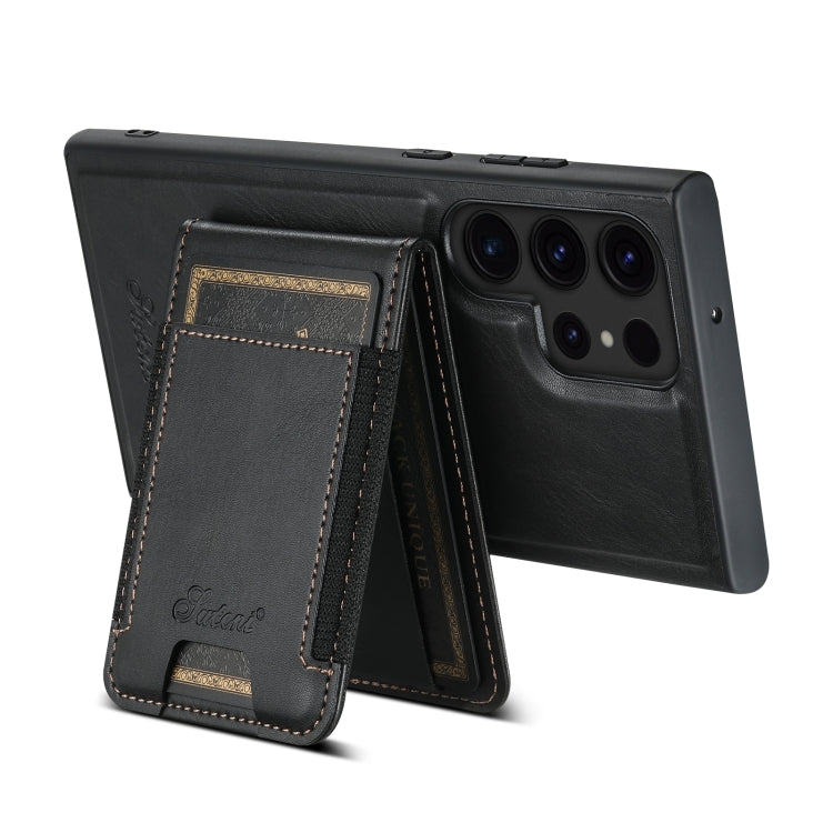 For Samsung Galaxy S24 Ultra 5G Suteni H17 Oil Eax Leather MagSafe Detachable Wallet Phone Case(Black) - Galaxy S24 Ultra 5G Cases by Suteni | Online Shopping South Africa | PMC Jewellery | Buy Now Pay Later Mobicred