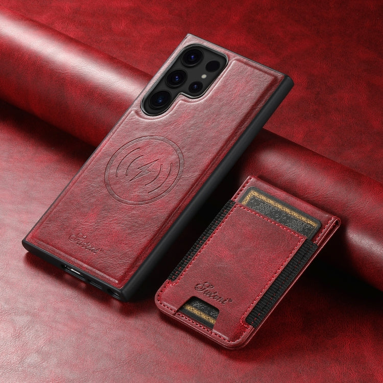 For Samsung Galaxy S24 Ultra 5G Suteni H17 Oil Eax Leather MagSafe Detachable Wallet Phone Case(Red) - Galaxy S24 Ultra 5G Cases by Suteni | Online Shopping South Africa | PMC Jewellery | Buy Now Pay Later Mobicred
