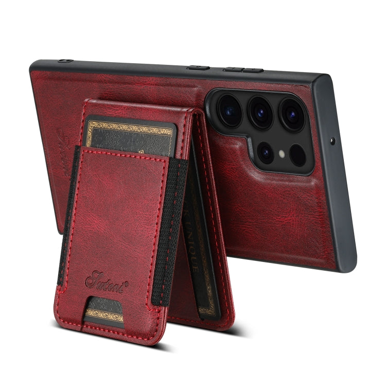 For Samsung Galaxy S24 Ultra 5G Suteni H17 Oil Eax Leather MagSafe Detachable Wallet Phone Case(Red) - Galaxy S24 Ultra 5G Cases by Suteni | Online Shopping South Africa | PMC Jewellery | Buy Now Pay Later Mobicred