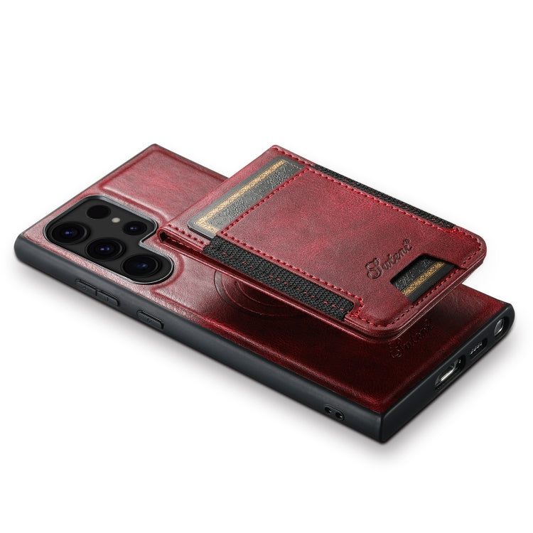 For Samsung Galaxy S24 Ultra 5G Suteni H17 Oil Eax Leather MagSafe Detachable Wallet Phone Case(Red) - Galaxy S24 Ultra 5G Cases by Suteni | Online Shopping South Africa | PMC Jewellery | Buy Now Pay Later Mobicred