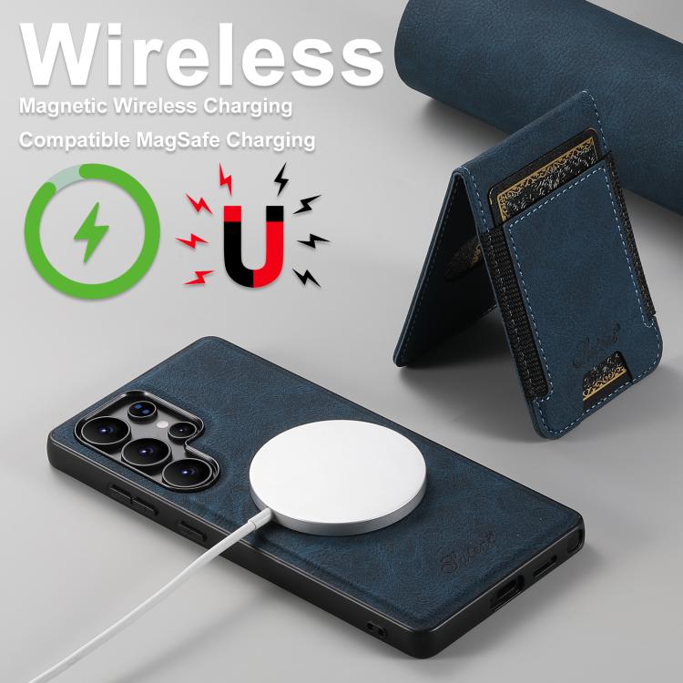 For Samsung Galaxy S25+ 5G Suteni H17 Litchi Texture Leather MagSafe Detachable Wallet Phone Case(Blue) - Galaxy S25+ 5G Cases by Suteni | Online Shopping South Africa | PMC TechLife | Buy Now Pay Later Mobicred