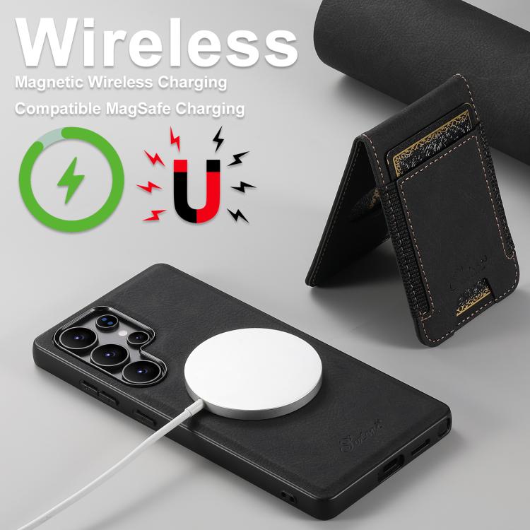 For Samsung Galaxy S25 5G Suteni H17 Litchi Texture Leather MagSafe Detachable Wallet Phone Case(Black) - free shipping - PMC TechLife - Order now!