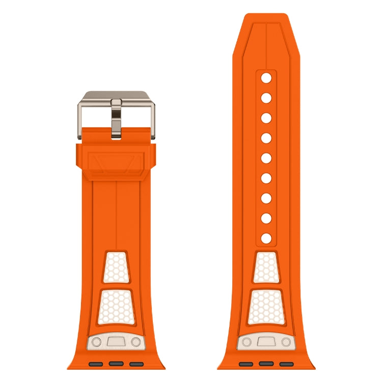 For Apple Watch SE 2023 44mm Breathable Stainless Steel Mesh TPU Watch Band(Orange Titanium) - Watch Bands by PMC TechLife | Online Shopping South Africa | PMC TechLife