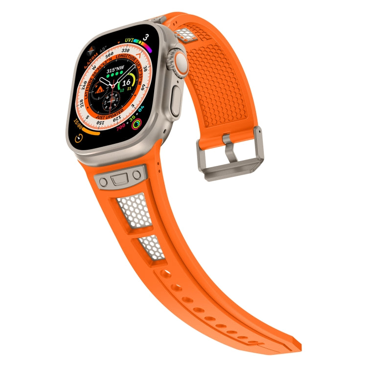 For Apple Watch SE 2023 44mm Breathable Stainless Steel Mesh TPU Watch Band(Orange Titanium) - Watch Bands by PMC TechLife | Online Shopping South Africa | PMC TechLife