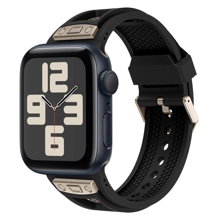For Apple Watch SE 2023 44mm Breathable Stainless Steel Mesh TPU Watch Band(Black Titanium) - Watch Bands by PMC TechLife | Online Shopping South Africa | PMC TechLife