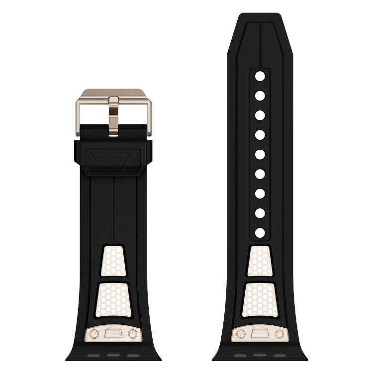 For Apple Watch SE 2023 44mm Breathable Stainless Steel Mesh TPU Watch Band(Black Titanium) - Watch Bands by PMC TechLife | Online Shopping South Africa | PMC TechLife