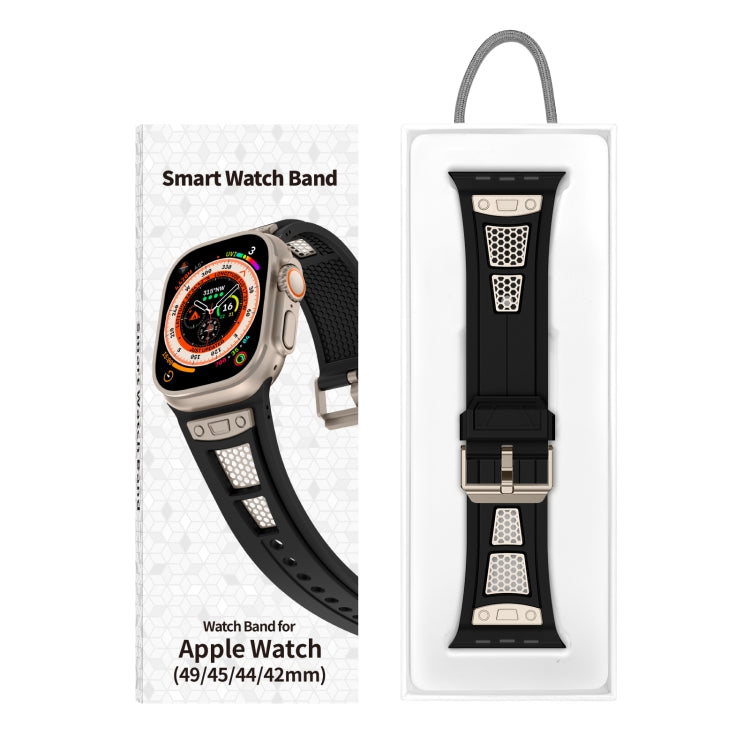 For Apple Watch SE 2023 44mm Breathable Stainless Steel Mesh TPU Watch Band(Black Titanium) - Watch Bands by PMC TechLife | Online Shopping South Africa | PMC TechLife