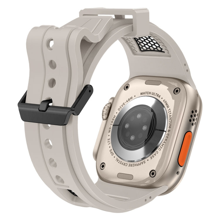 For Apple Watch SE 2023 44mm Breathable Stainless Steel Mesh TPU Watch Band(Starlight Black) - free shipping - PMC TechLife - Order now!