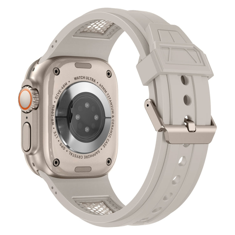 For Apple Watch Ultra 2 49mm Breathable Stainless Steel Mesh TPU Watch Band(Starlight Titanium) - Watch Bands by PMC TechLife | Online Shopping South Africa | PMC TechLife