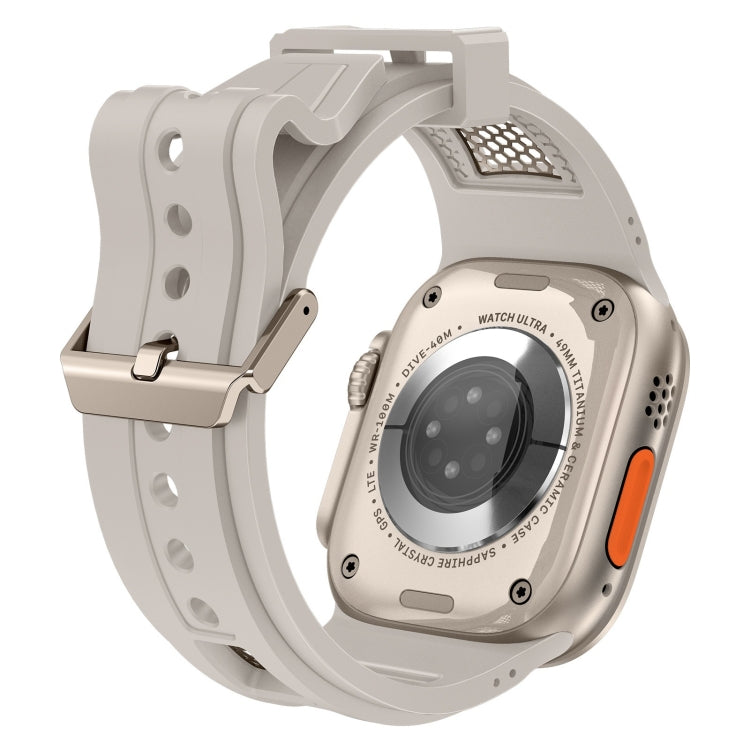 For Apple Watch Ultra 2 49mm Breathable Stainless Steel Mesh TPU Watch Band(Starlight Titanium) - Watch Bands by PMC TechLife | Online Shopping South Africa | PMC TechLife