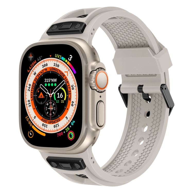 For Apple Watch Ultra 2 49mm Breathable Stainless Steel Mesh TPU Watch Band(Starlight Black) - Watch Bands by PMC TechLife | Online Shopping South Africa | PMC TechLife