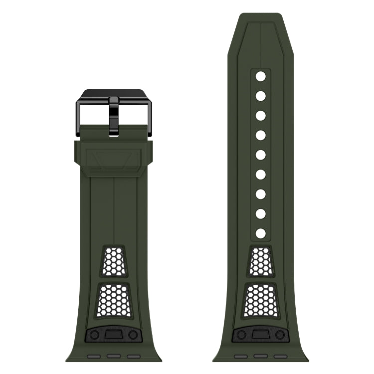For Apple Watch Series 8 45mm Breathable Stainless Steel Mesh TPU Watch Band(Green Titanium) - Watch Bands by PMC TechLife | Online Shopping South Africa | PMC TechLife