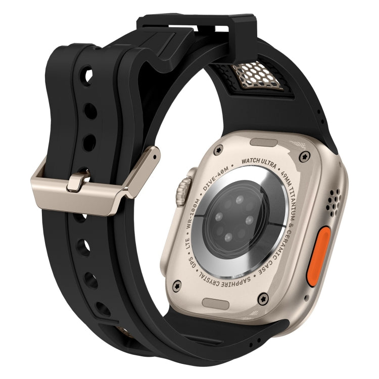 For Apple Watch Series 8 45mm Breathable Stainless Steel Mesh TPU Watch Band(Black Titanium) - Watch Bands by PMC TechLife | Online Shopping South Africa | PMC TechLife