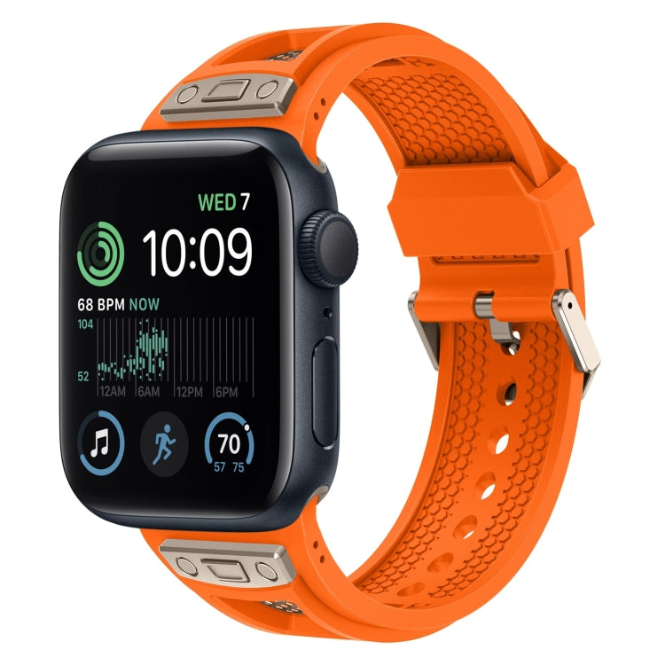 For Apple Watch SE 2022 44mm Breathable Stainless Steel Mesh TPU Watch Band(Orange Titanium) - Watch Bands by PMC TechLife | Online Shopping South Africa | PMC TechLife
