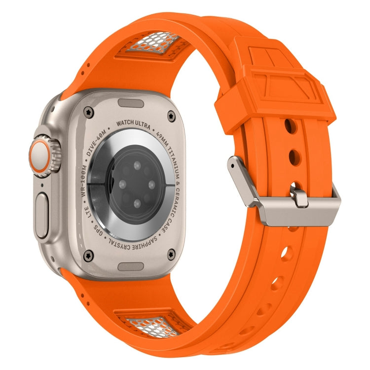 For Apple Watch SE 2022 44mm Breathable Stainless Steel Mesh TPU Watch Band(Orange Titanium) - Watch Bands by PMC TechLife | Online Shopping South Africa | PMC TechLife