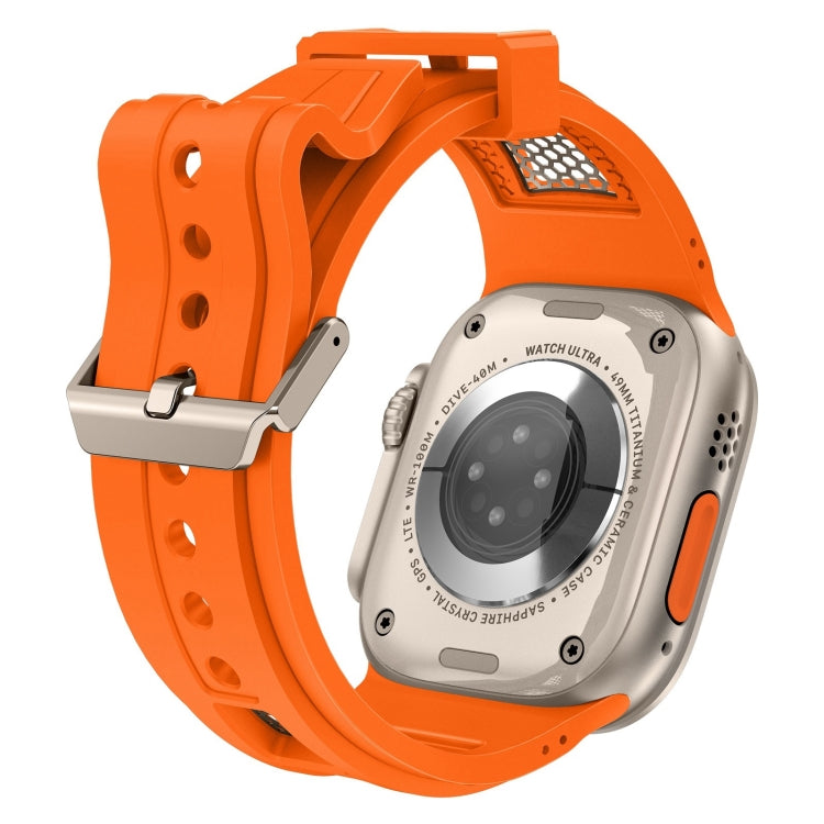 For Apple Watch SE 2022 44mm Breathable Stainless Steel Mesh TPU Watch Band(Orange Titanium) - Watch Bands by PMC TechLife | Online Shopping South Africa | PMC TechLife