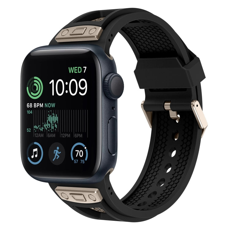 For Apple Watch SE 2022 44mm Breathable Stainless Steel Mesh TPU Watch Band(Black Titanium) - Watch Bands by PMC TechLife | Online Shopping South Africa | PMC TechLife