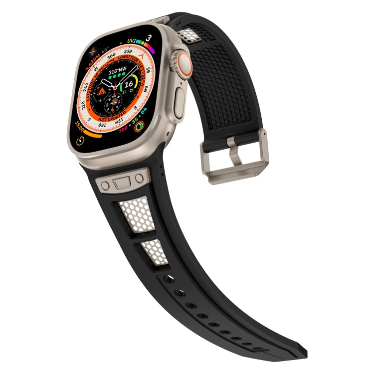 For Apple Watch SE 2022 44mm Breathable Stainless Steel Mesh TPU Watch Band(Black Titanium) - Watch Bands by PMC TechLife | Online Shopping South Africa | PMC TechLife