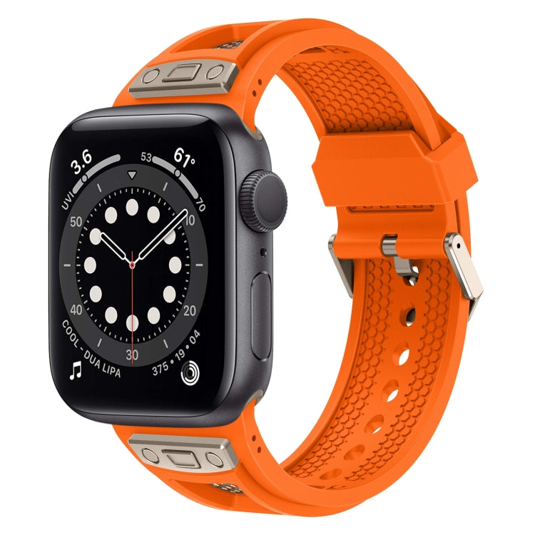 For Apple Watch Series 6 44mm Breathable Stainless Steel Mesh TPU Watch Band(Orange Titanium) - free shipping - PMC TechLife - Order now!
