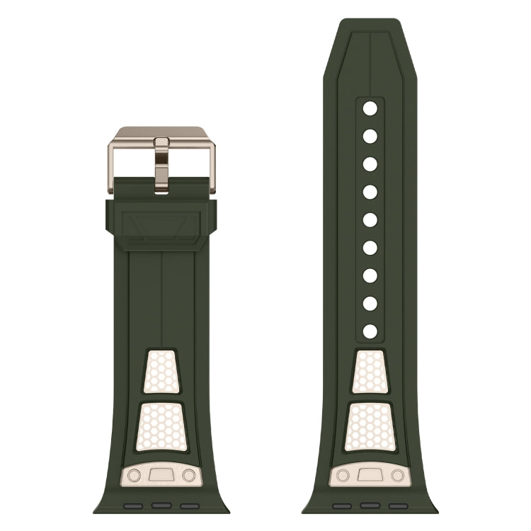 For Apple Watch Series 6 44mm Breathable Stainless Steel Mesh TPU Watch Band(Green Titanium) - Watch Bands by PMC TechLife | Online Shopping South Africa | PMC TechLife