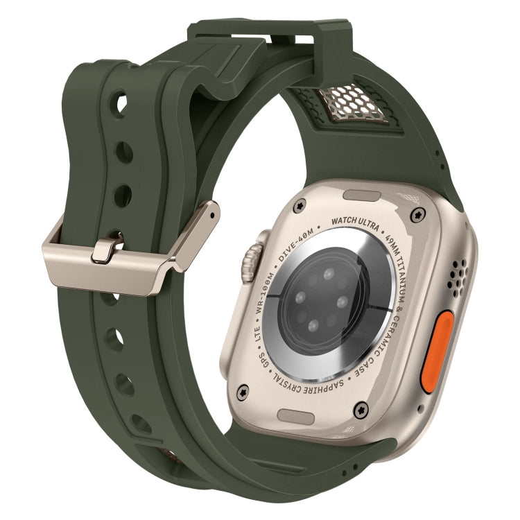 For Apple Watch Series 6 44mm Breathable Stainless Steel Mesh TPU Watch Band(Green Titanium) - Watch Bands by PMC TechLife | Online Shopping South Africa | PMC TechLife