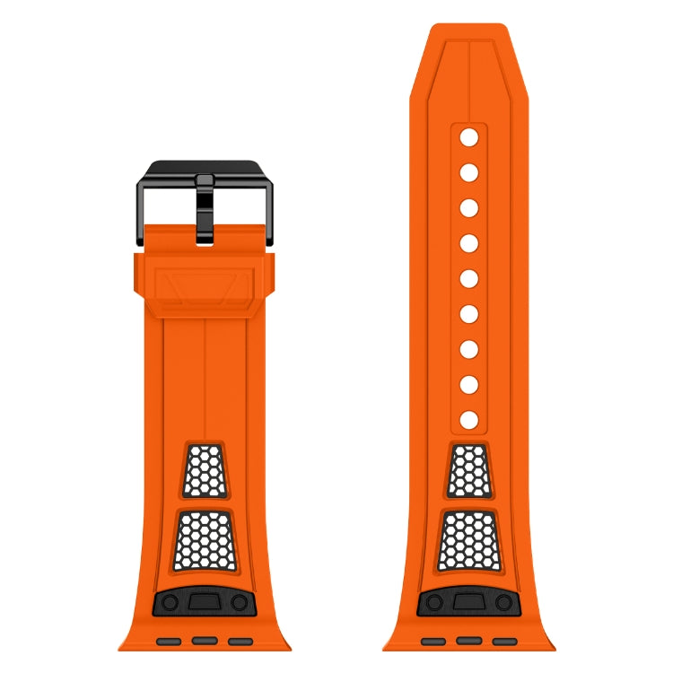 For Apple Watch Series 6 44mm Breathable Stainless Steel Mesh TPU Watch Band(Orange Black) - Watch Bands by PMC TechLife | Online Shopping South Africa | PMC TechLife