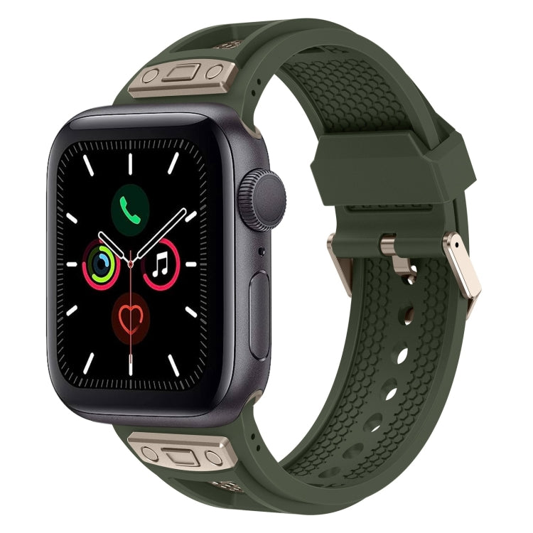 For Apple Watch Series 5 44mm Breathable Stainless Steel Mesh TPU Watch Band(Green Titanium) - Watch Bands by PMC TechLife | Online Shopping South Africa | PMC TechLife
