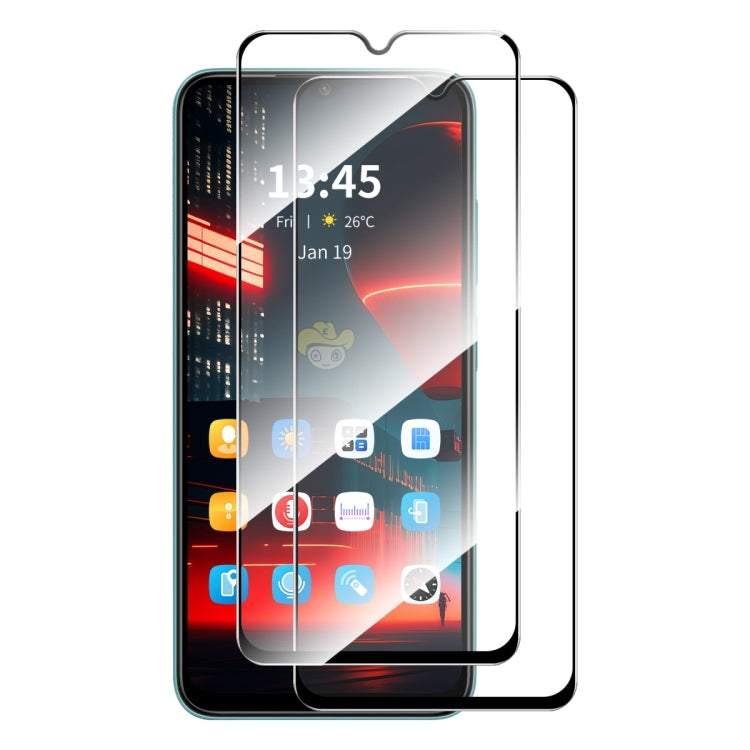 For OPPO A16e 2pcs ENKAY Full Glue High Aluminum-silicon Tempered Glass Film - OPPO Tempered Glass by ENKAY | Online Shopping South Africa | PMC TechLife | Buy Now Pay Later Mobicred