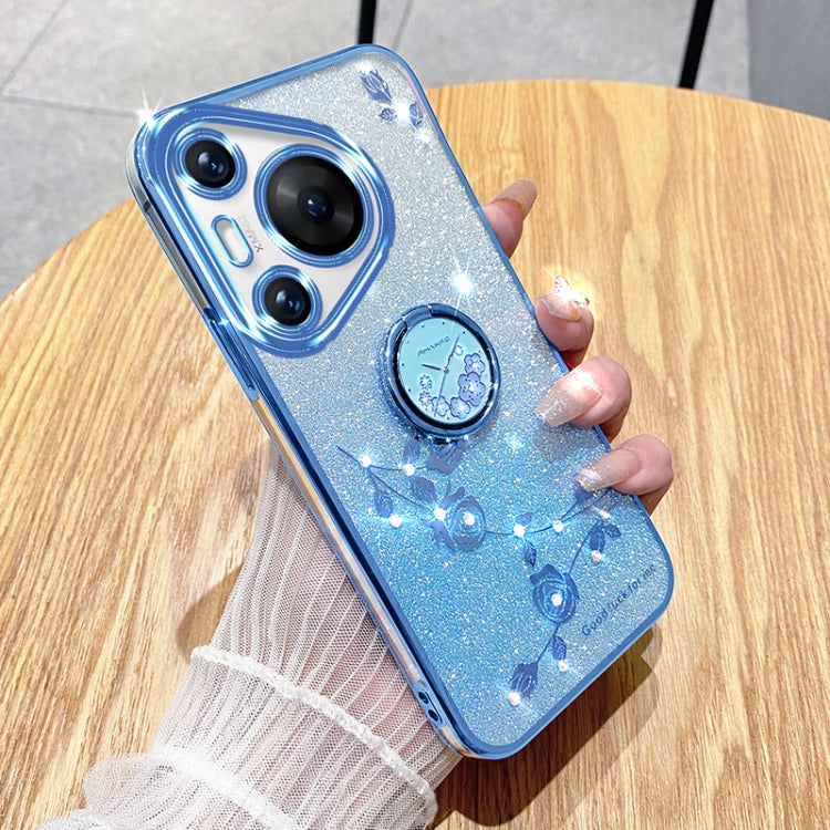 For Huawei Pura 70 Gradient Glitter Immortal Flower Ring All-inclusive Phone Case(Blue) - free shipping - PMC Jewellery - Order now!