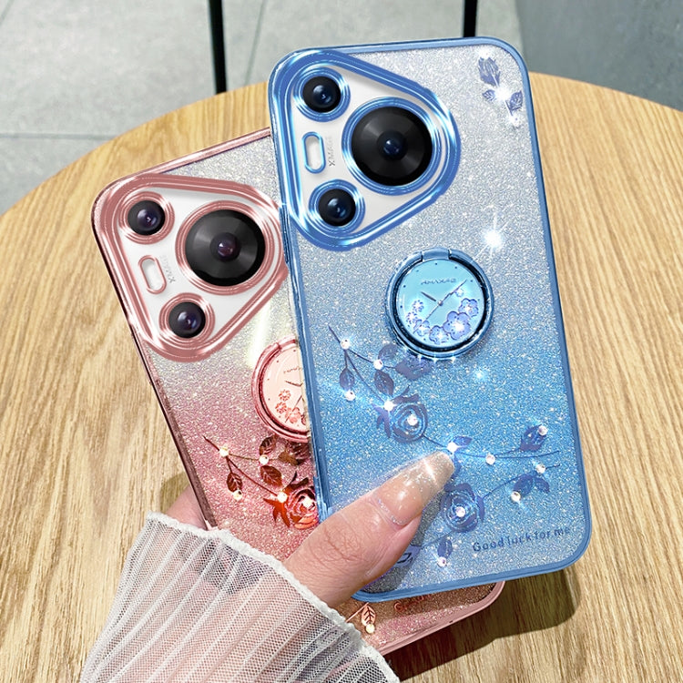 For Huawei Pura 70 Gradient Glitter Immortal Flower Ring All-inclusive Phone Case(Purple) - free shipping - PMC Jewellery - Order now!