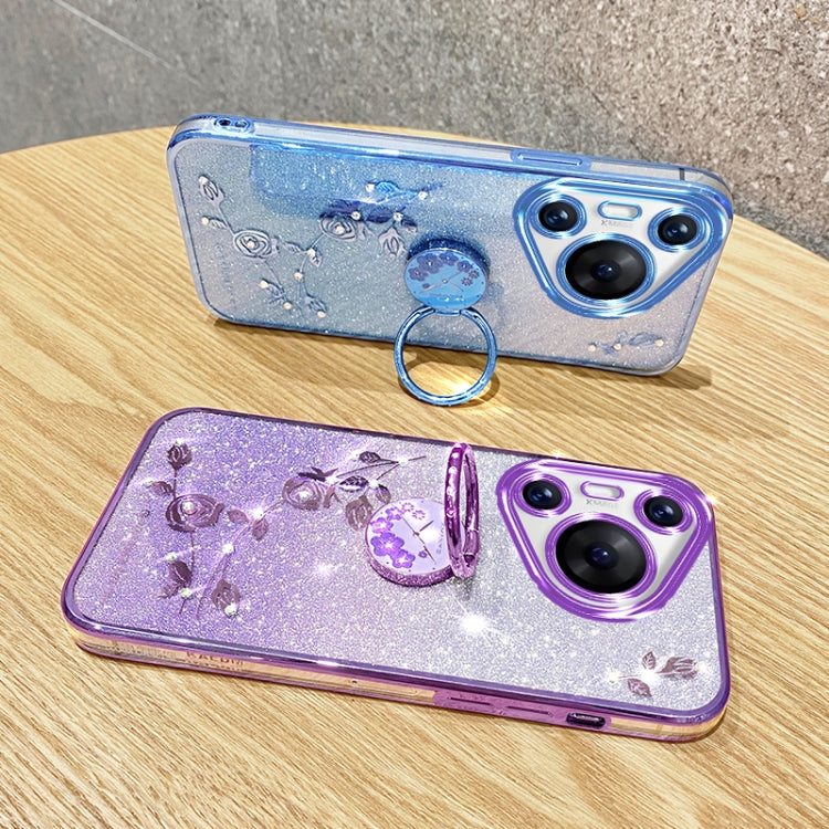 For Huawei Pura 70 Gradient Glitter Immortal Flower Ring All-inclusive Phone Case(Purple) - free shipping - PMC Jewellery - Order now!