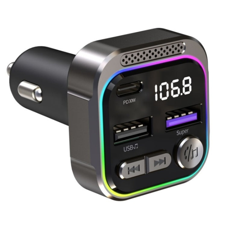 C54 PD 30W Dual USB Car Charger Alloy Car Bluetooth Adapter FM Transmitter MP3 Player - Car Charger by PMC TechLife | Online Shopping South Africa | PMC TechLife | Buy Now Pay Later Mobicred