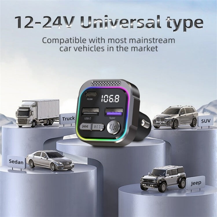 C54 PD 30W Dual USB Car Charger Alloy Car Bluetooth Adapter FM Transmitter MP3 Player - Car Charger by PMC TechLife | Online Shopping South Africa | PMC TechLife | Buy Now Pay Later Mobicred