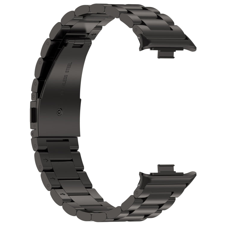 For Xiaomi Mi Band 8 Pro Three Bead Stainless Steel Metal Watch Band(Black) - Watch Bands by PMC TechLife | Online Shopping South Africa | PMC TechLife
