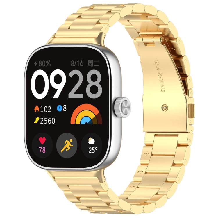 For Xiaomi Mi Band 8 Pro Three Bead Stainless Steel Metal Watch Band(Gold) - Watch Bands by PMC TechLife | Online Shopping South Africa | PMC TechLife