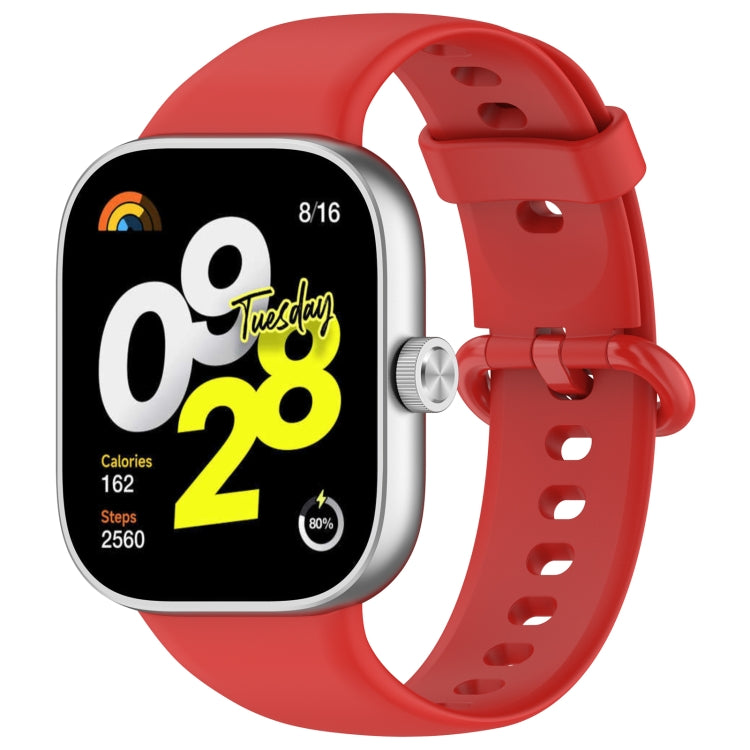 For Redmi Watch 4 / Watch 5 Solid Color Colorful Buckle Silicone Watch Band(Red) - Watch Bands by PMC TechLife | Online Shopping South Africa | PMC TechLife | Buy Now Pay Later Mobicred