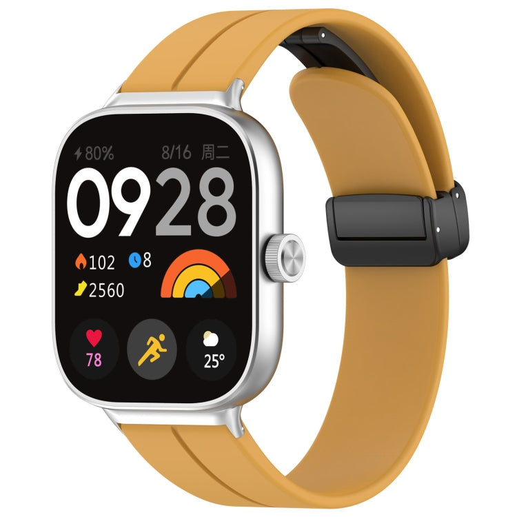 For Redmi Watch 4 Groove Folding Magnetic Buckle Silicone Watch Band(Yellow) - Watch Bands by PMC TechLife | Online Shopping South Africa | PMC TechLife
