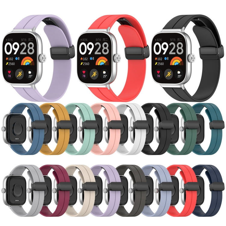 For Redmi Watch 4 Groove Folding Magnetic Buckle Silicone Watch Band(Cyan) - Watch Bands by PMC TechLife | Online Shopping South Africa | PMC TechLife