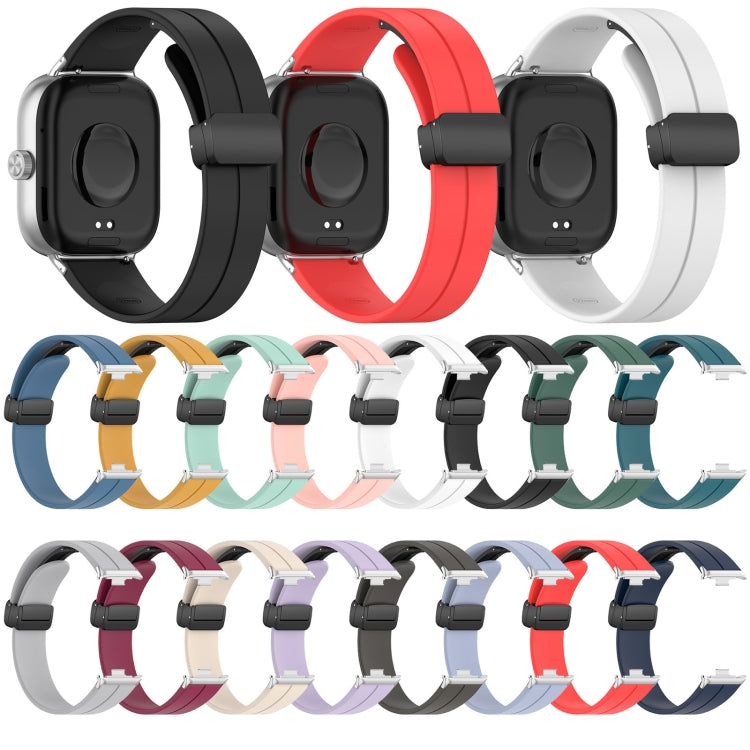 For Redmi Watch 4 Groove Folding Magnetic Buckle Silicone Watch Band(Dark Gray) - Watch Bands by PMC TechLife | Online Shopping South Africa | PMC TechLife