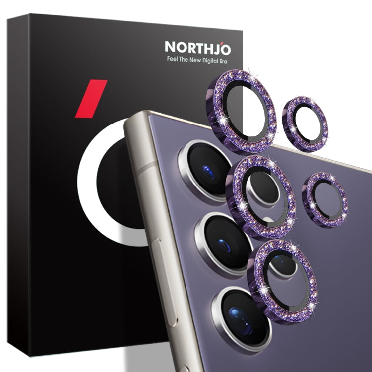 For Samsung Galaxy S24 Ultra 5G NORTHJO Camera Lens Bling Glitter Metal Ring Tempered Glass Film(Purple) - free shipping - PMC Jewellery - Order now!