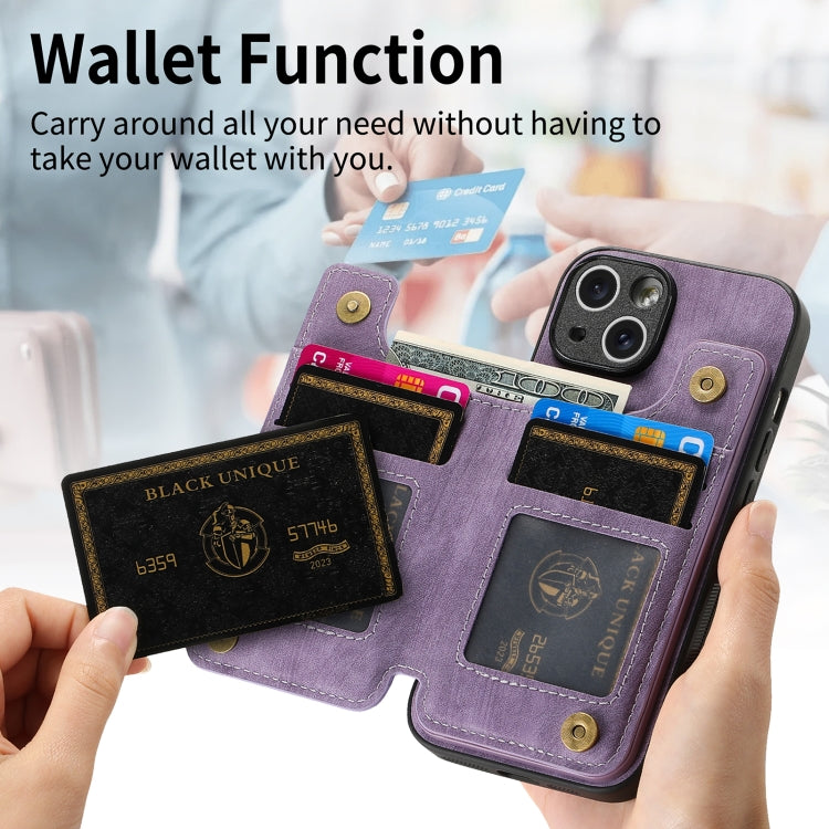 For iPhone 6 / 6s Retro Leather Zipper Wallet Back Phone Case(Purple) - free shipping - PMC TechLife - Order now!