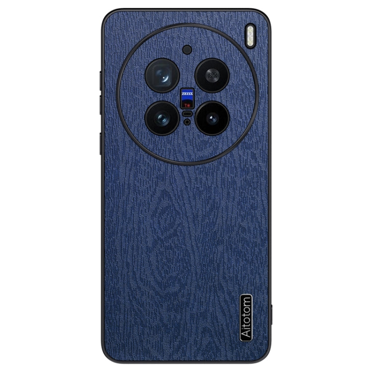 For vivo X200 Pro Tree Bark Leather Shockproof Phone Case(Blue) - vivo Cases by PMC Jewellery | Online Shopping South Africa | PMC Jewellery | Buy Now Pay Later Mobicred