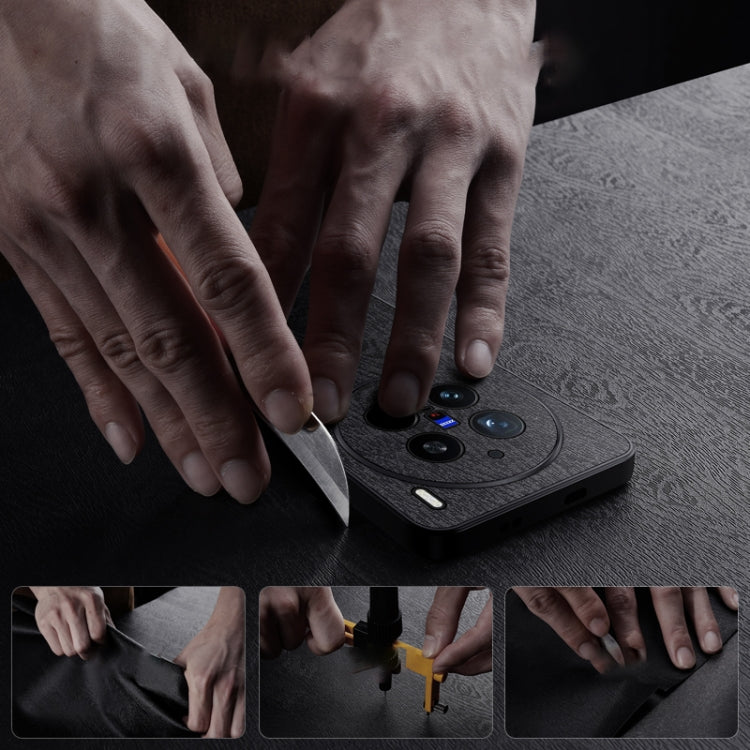 For vivo X200 Pro Tree Bark Leather Shockproof Phone Case(Blue) - vivo Cases by PMC Jewellery | Online Shopping South Africa | PMC Jewellery | Buy Now Pay Later Mobicred