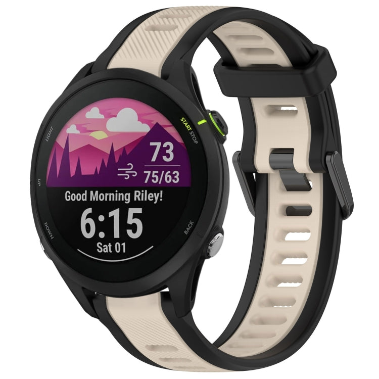 For Garmin Forerunner 255 Music 22mm Two Color Textured Silicone Watch Band(Starlight + Black) - Watch Bands by PMC TechLife | Online Shopping South Africa | PMC TechLife