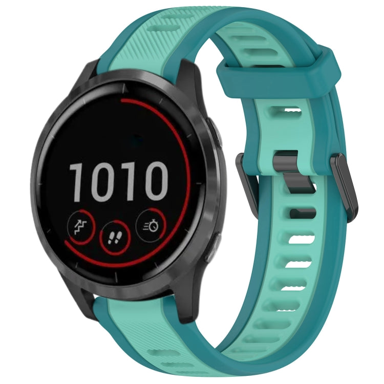 For Garmin Vivoactive 4 22mm Two Color Textured Silicone Watch Band(Teal) - Watch Bands by PMC TechLife | Online Shopping South Africa | PMC TechLife