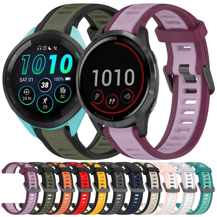 For Garmin Venu 2 22mm Two Color Textured Silicone Watch Band(Starlight + Black) - Watch Bands by PMC TechLife | Online Shopping South Africa | PMC TechLife
