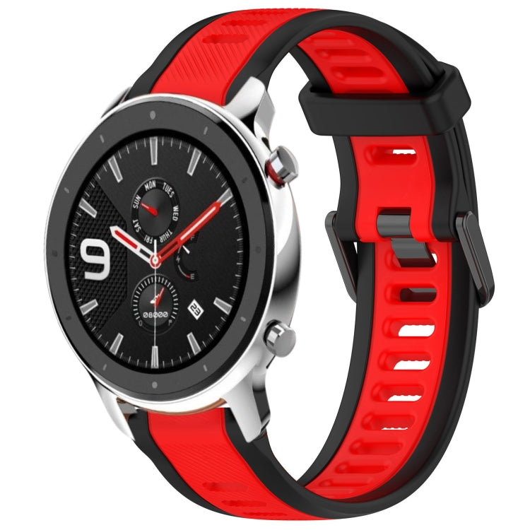 For Amazfit GTR 4 Pro 22mm Two-Color Textured Silicone Watch Band(Red+Black) - Watch Bands by PMC TechLife | Online Shopping South Africa | PMC TechLife
