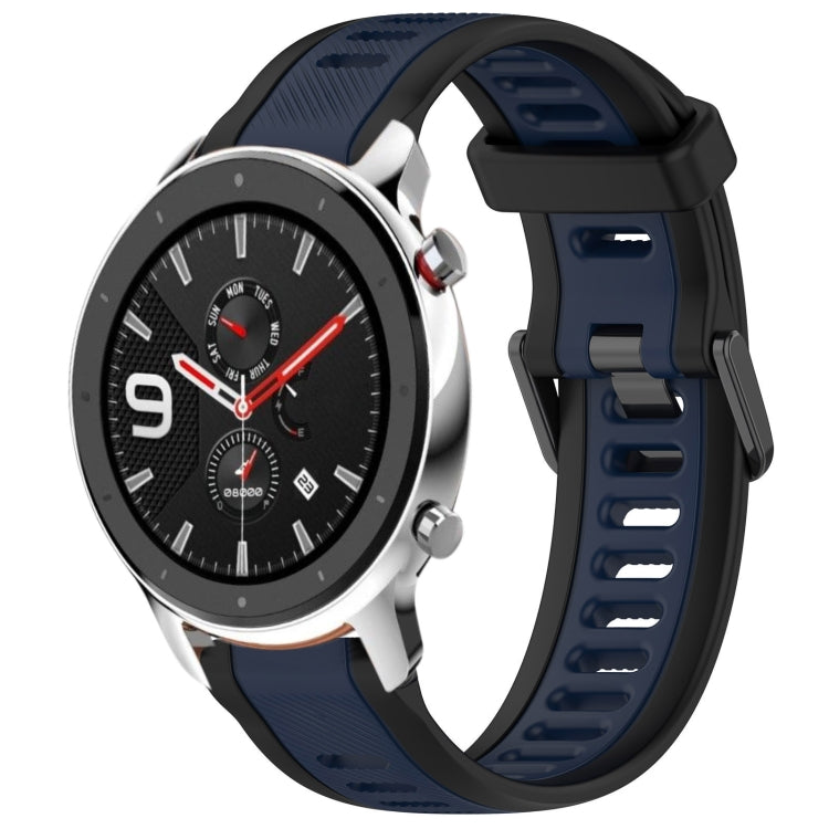 For Amazfit GTR 4 Pro 22mm Two-Color Textured Silicone Watch Band(Midnight Blue+Black) - Watch Bands by PMC TechLife | Online Shopping South Africa | PMC TechLife
