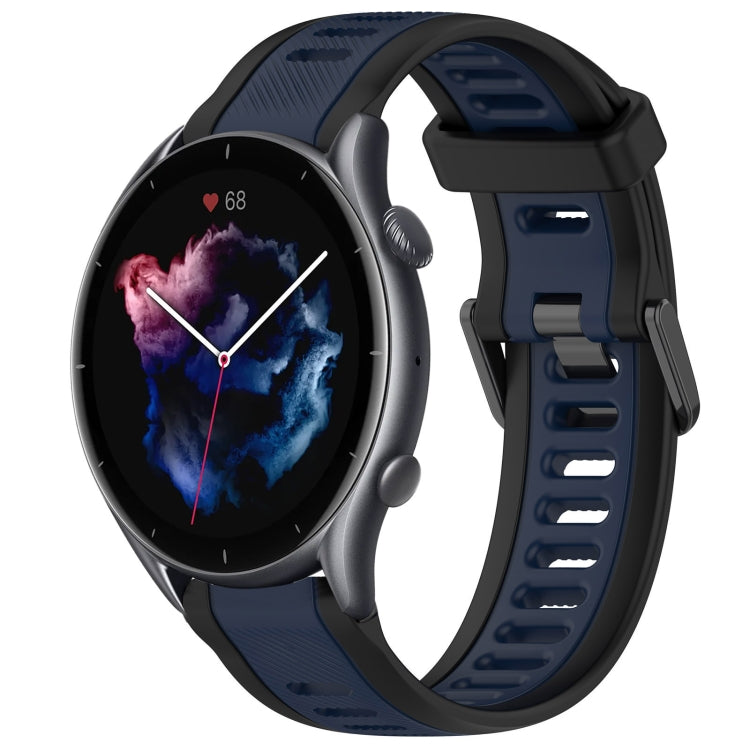 For Amazfit GTR 3 Pro 22mm Two-Color Textured Silicone Watch Band(Midnight Blue+Black) - Watch Bands by PMC TechLife | Online Shopping South Africa | PMC TechLife