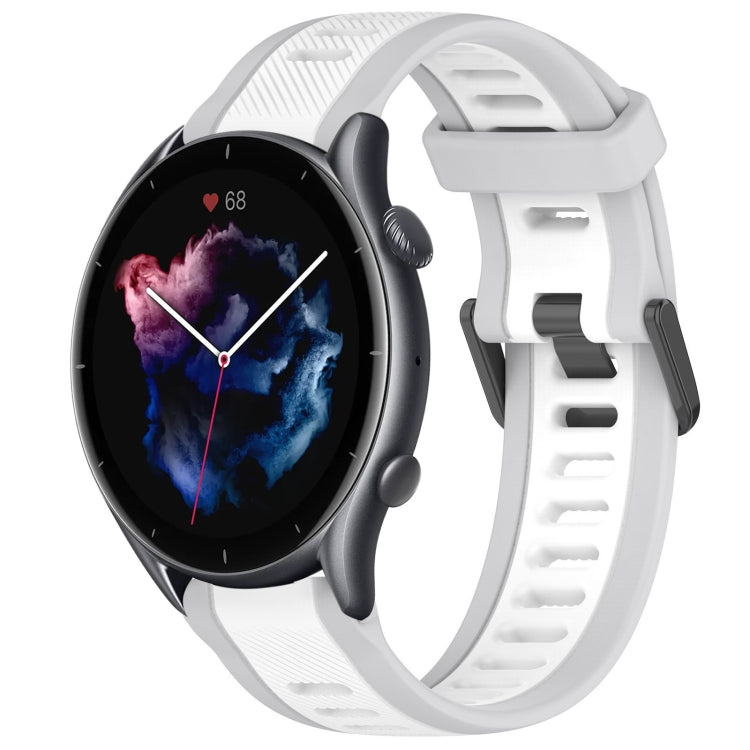 For Amazfit GTR 3 Pro 22mm Two-Color Textured Silicone Watch Band(White+Grey) - free shipping - PMC TechLife - Order now!